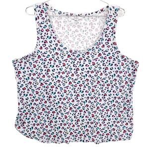 Roudelain Tank Top Womens 1X Multicolor Leopard Print Sleeveless Pullover Shirt